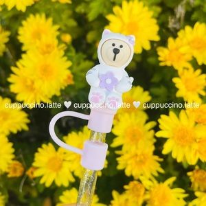 🌸NEW🐈Bearista Bear in Sakura Cat Costume Straw Topper Cover